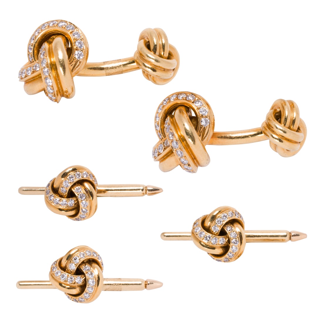 A vintage Tiffany & Co. diamond and 18k gold double love knot dress set (1 of 1)