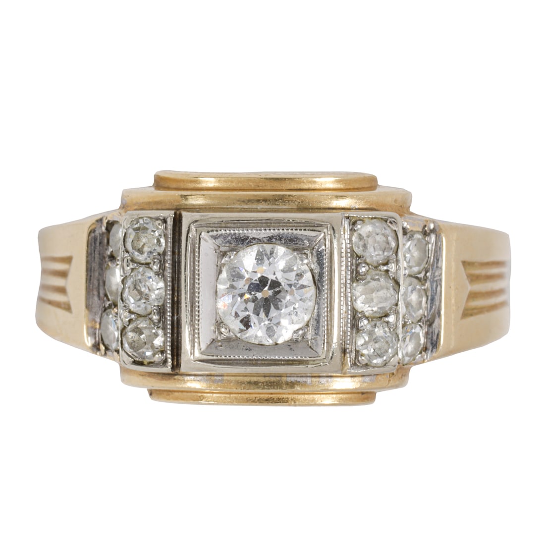 A diamond and 14k bi-color gold ring (1 of 2)