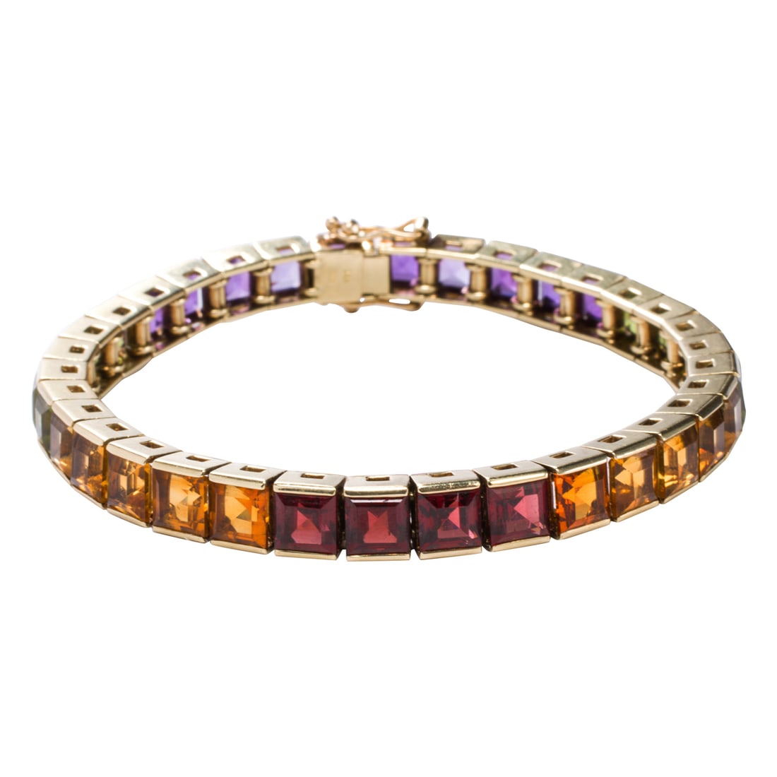 A multi-gem and 14k gold rainbow bracelet (1 of 2)