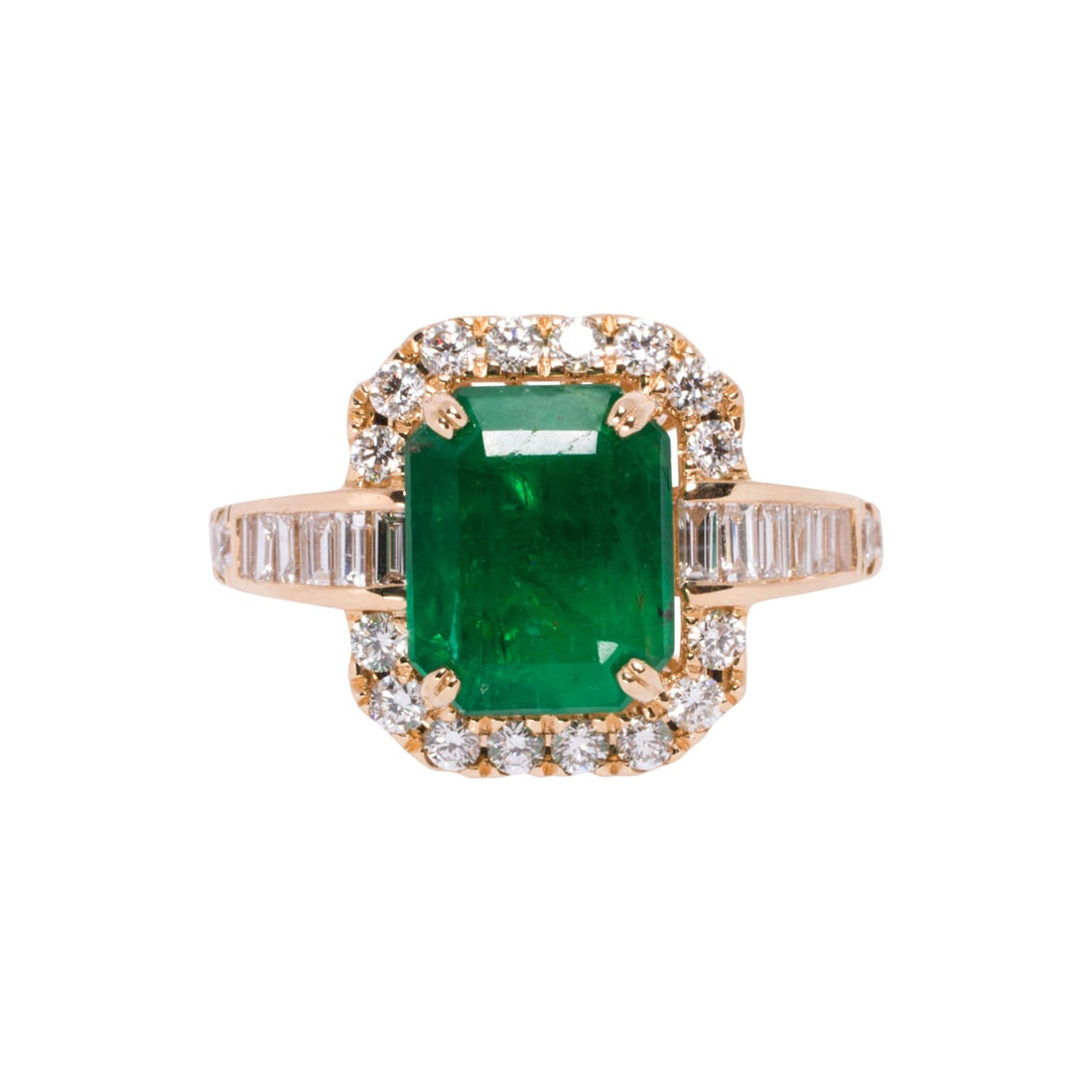 An emerald, diamond, and 14k gold ring (1 of 2)