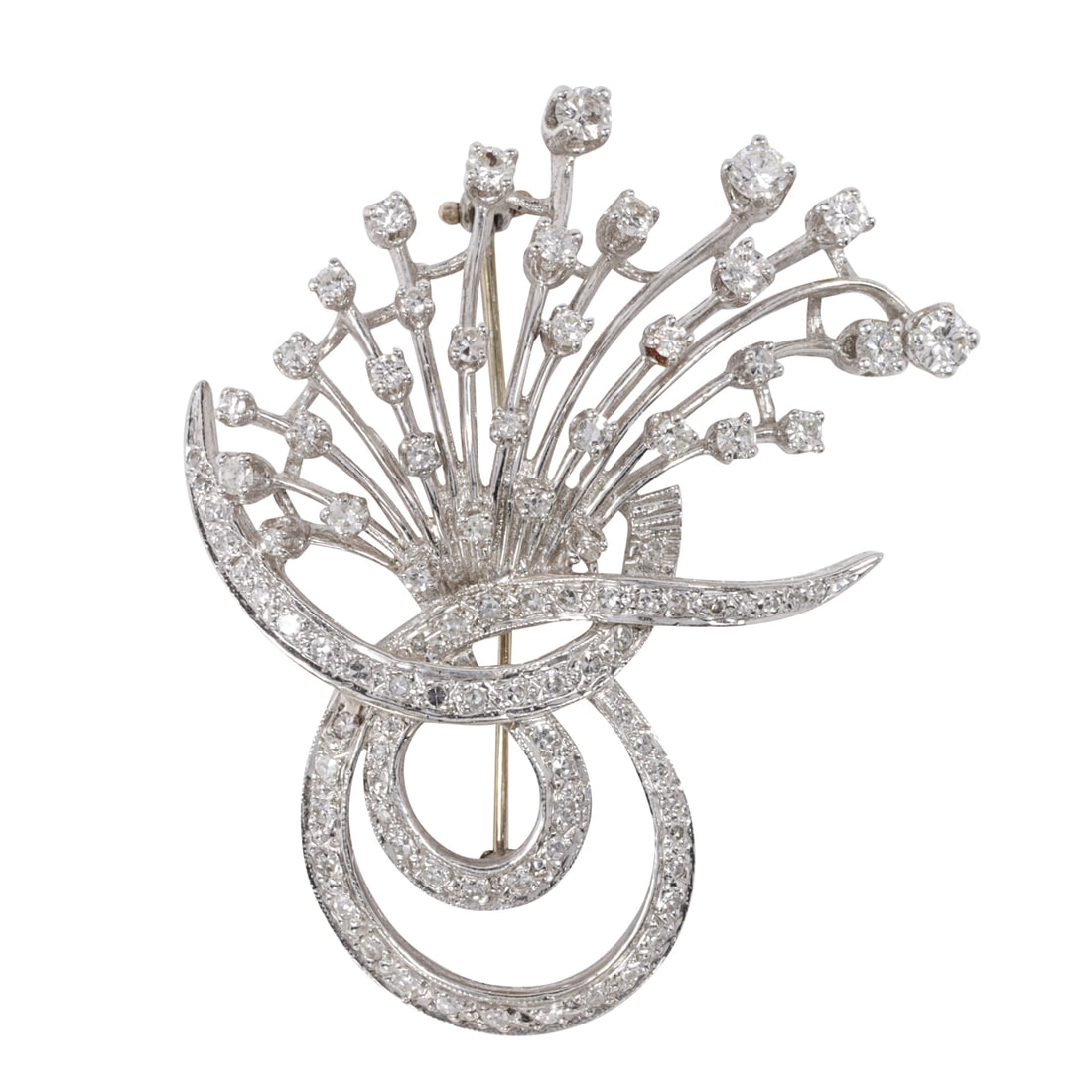 A diamond and 14k white gold brooch (1 of 1)