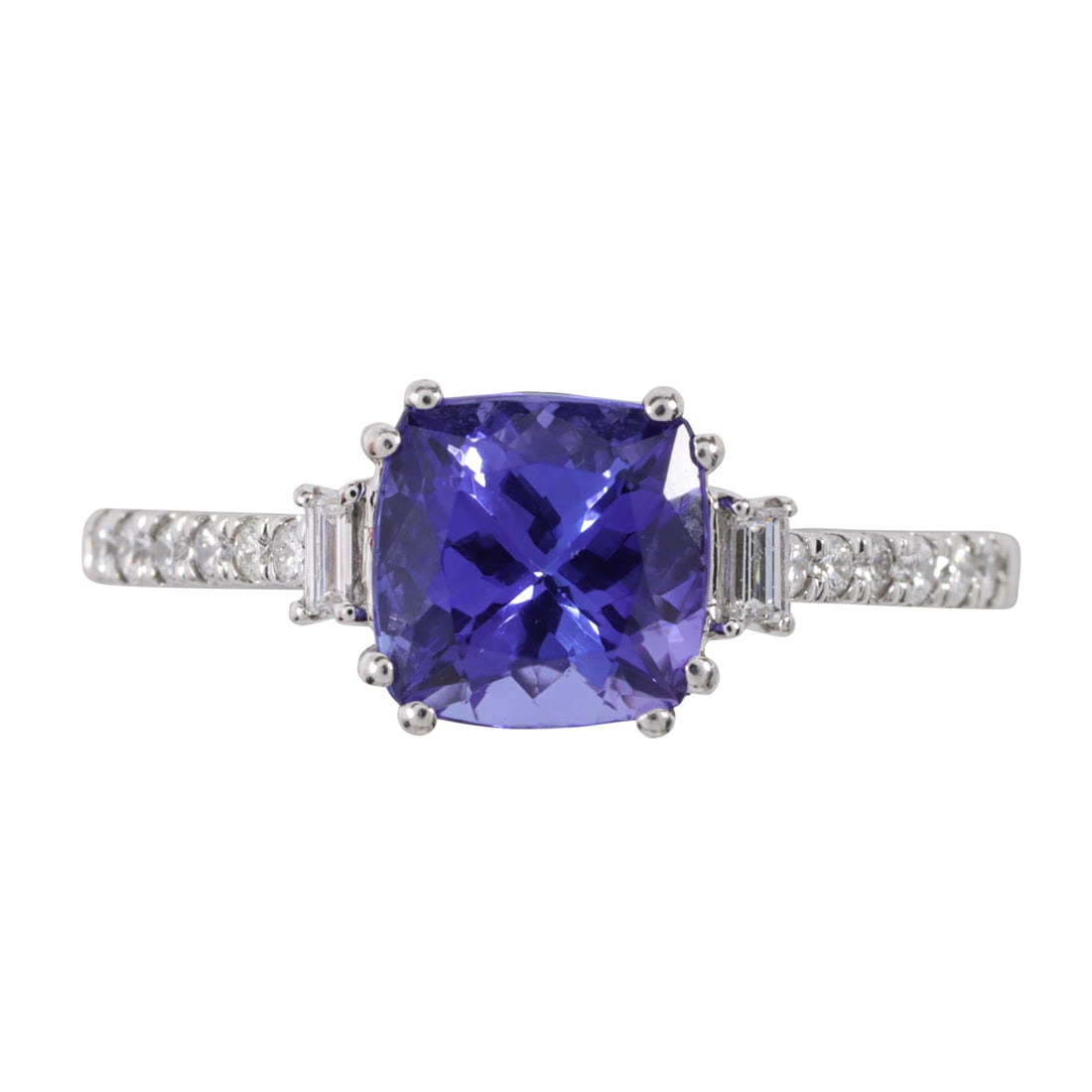 A tanzanite, diamond, and platinum ring (1 of 4)