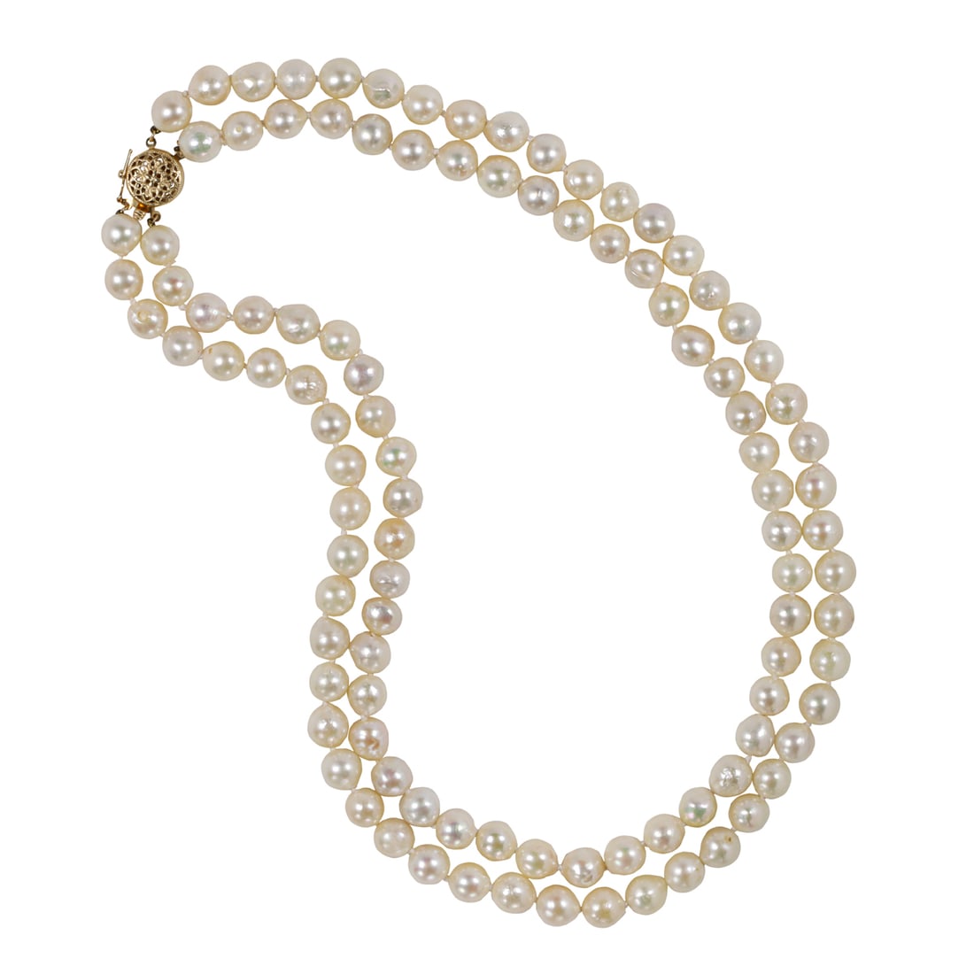 A cultured pearl and 14k gold necklace (1 of 2)