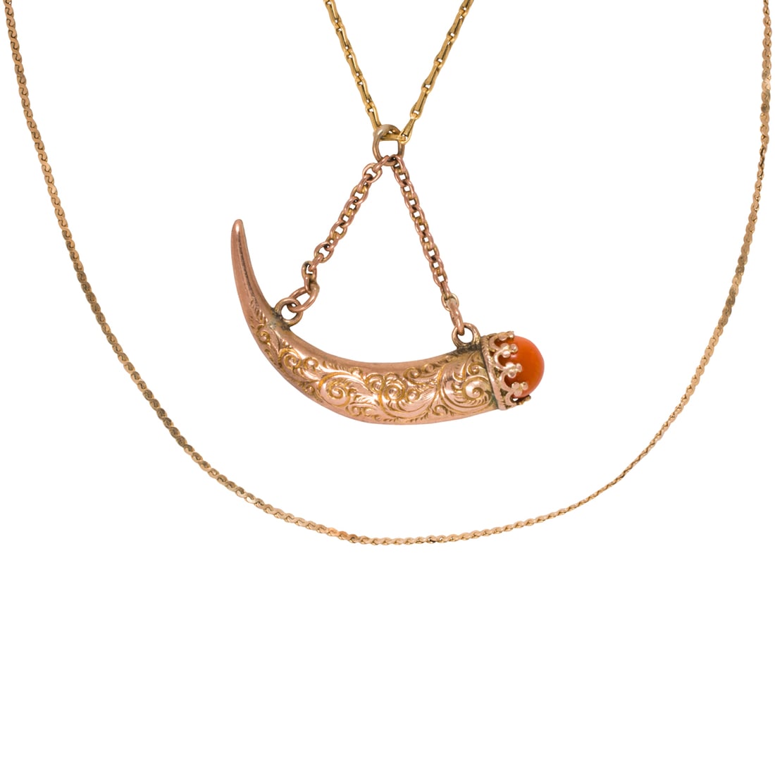 An antique coral and 10k gold pendant-necklace (1 of 2)