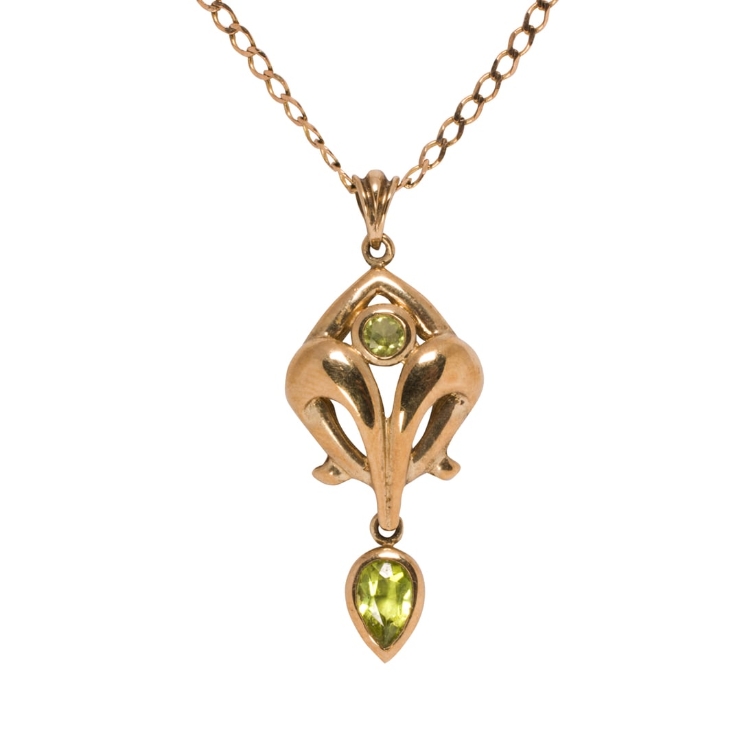 A peridot and 9k gold pendant necklace (1 of 2)