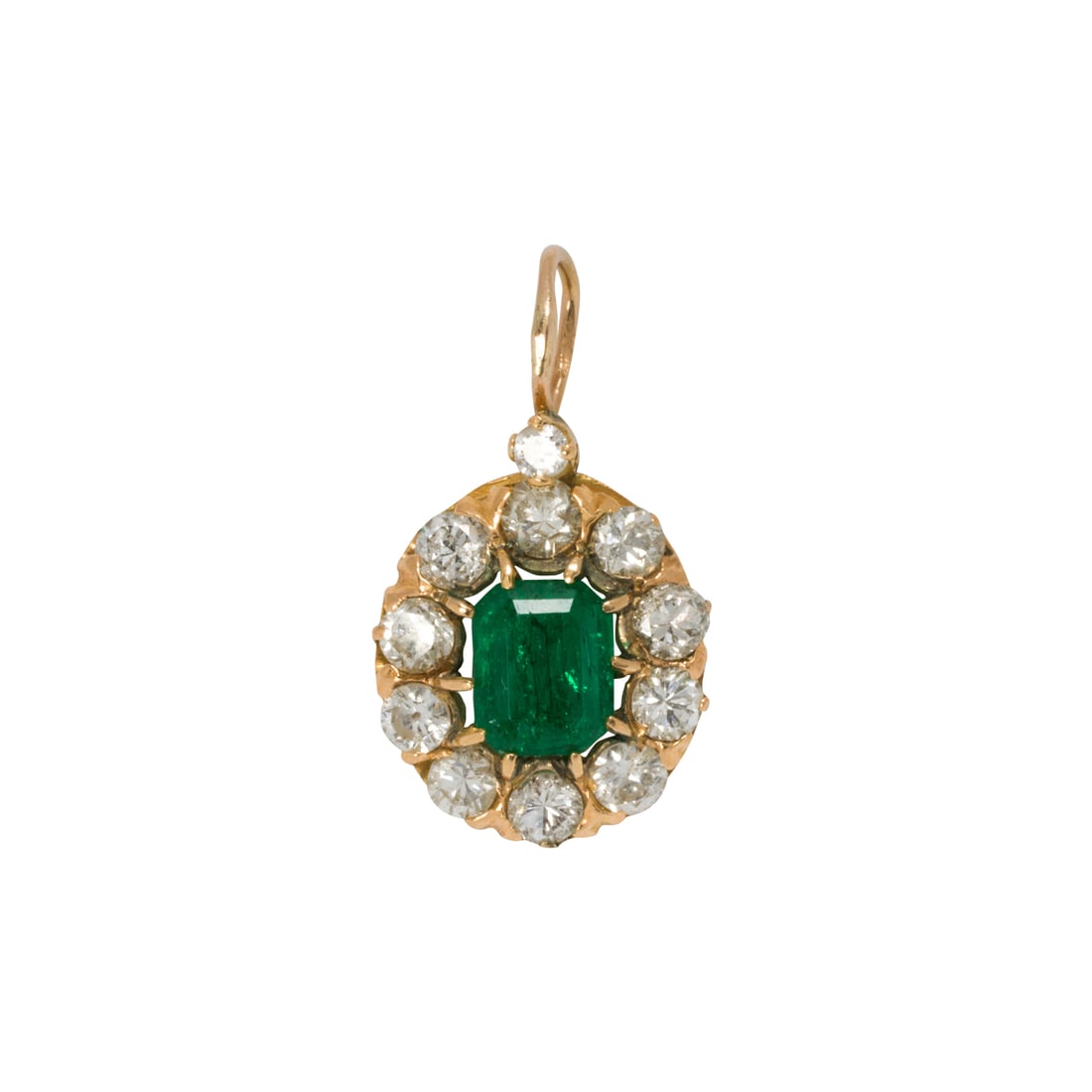 An emerald, diamond, and 14k gold pendant (1 of 1)