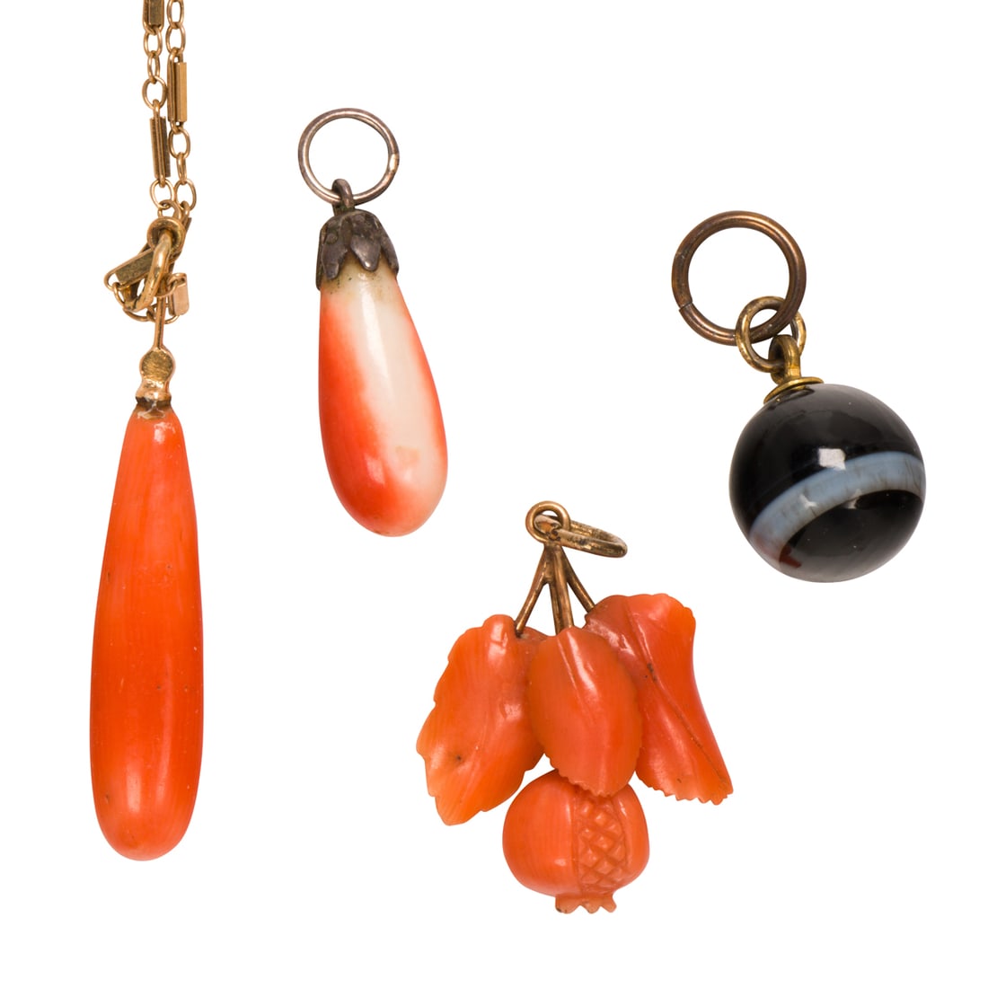 A group of antique coral, hardstone, and 14k gold and metal jewelry (1 of 1)