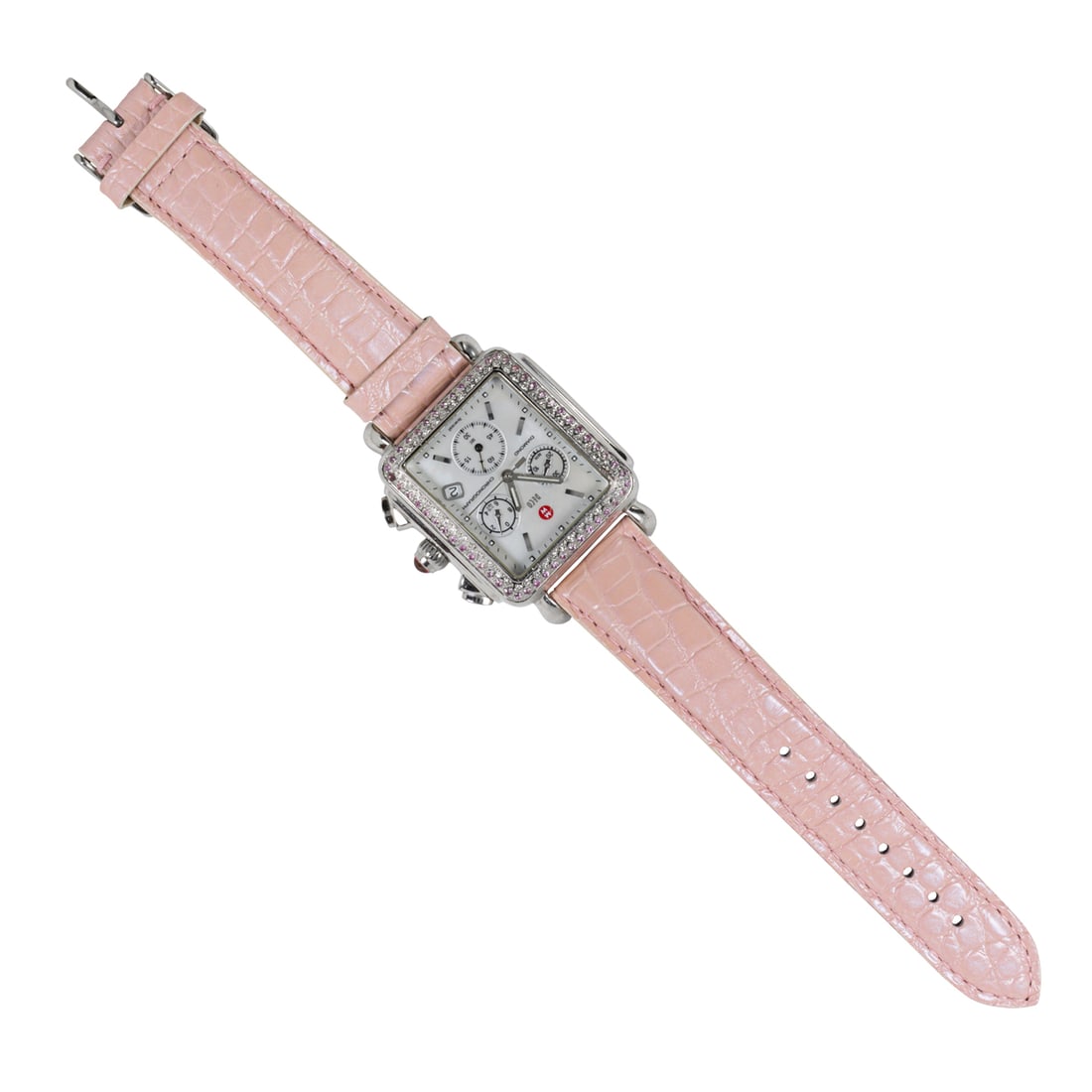 A MICHELE diamond, sapphire, and stainless steel Deco watch (1 of 2)