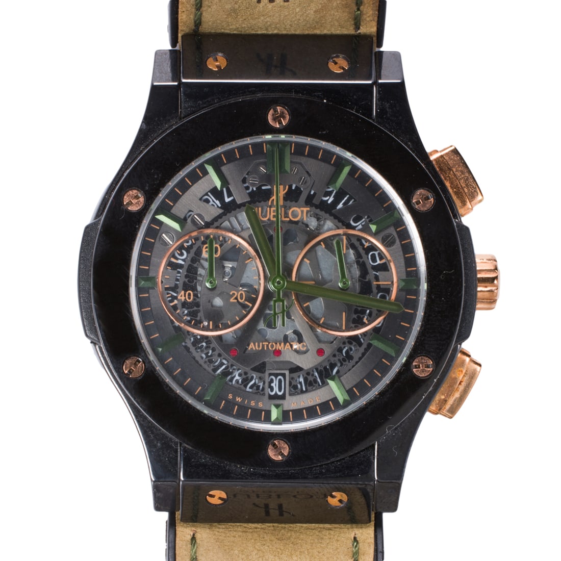 A Hublot Classic Fusion 77e Bol D'or Mirabaud edition #01/77 18k rose gold and enamel watch (1 of 2)