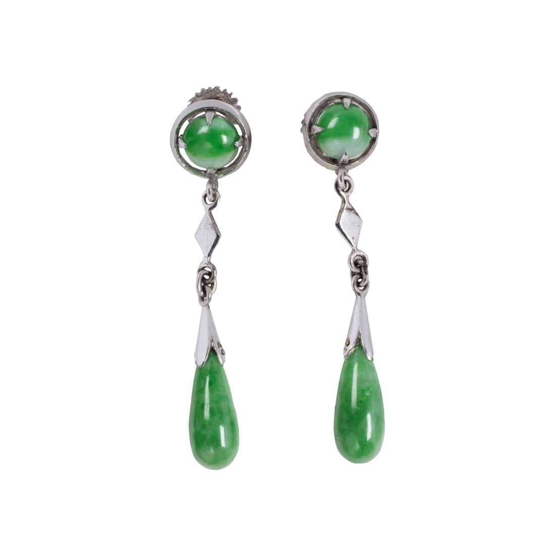 A pair of jade and 14k white gold ear-clips (1 of 1)