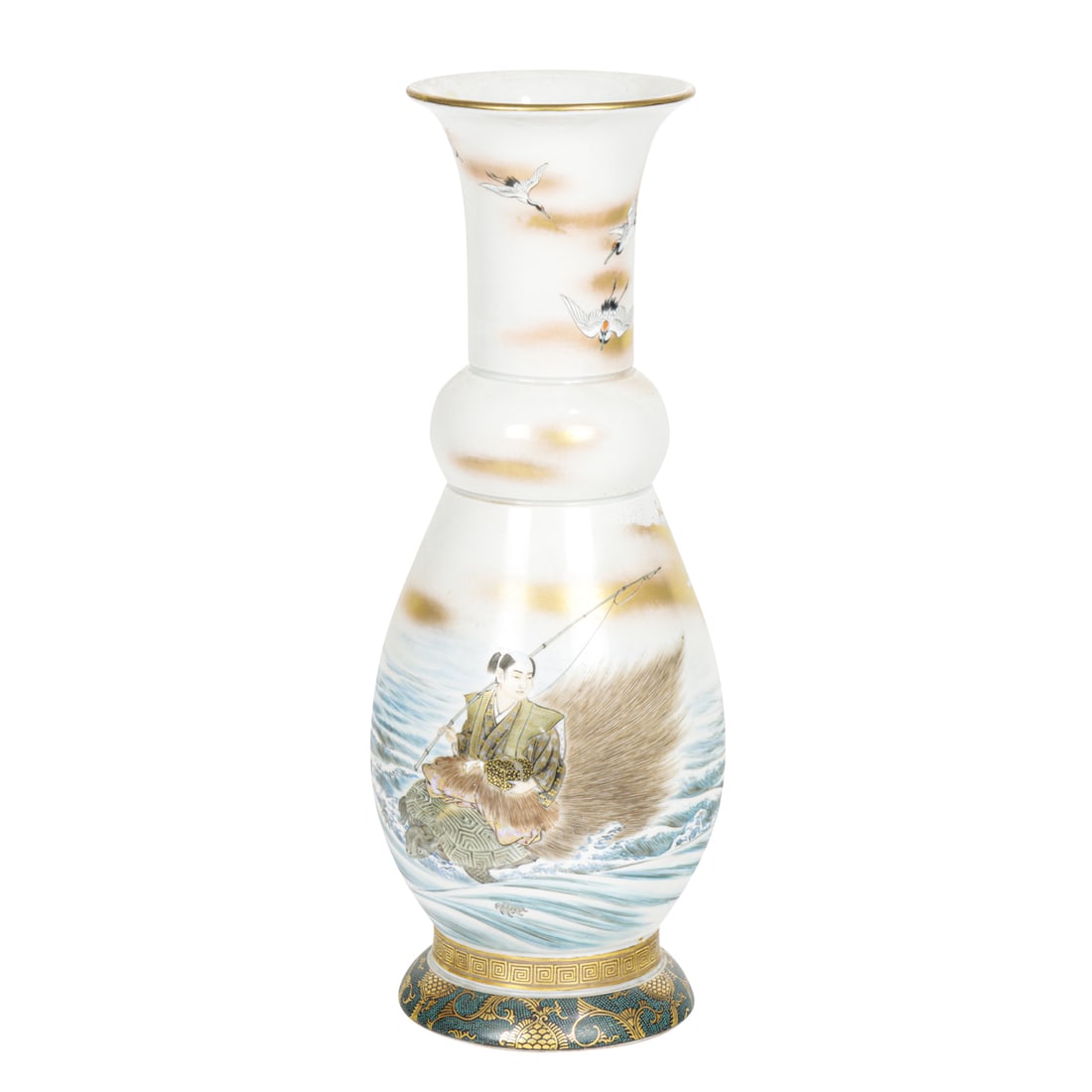 A Kutani vase by Akiyama: A Kutani vase by Akiyama. Painted by Reihaku, Meiji period, 17.625" high.