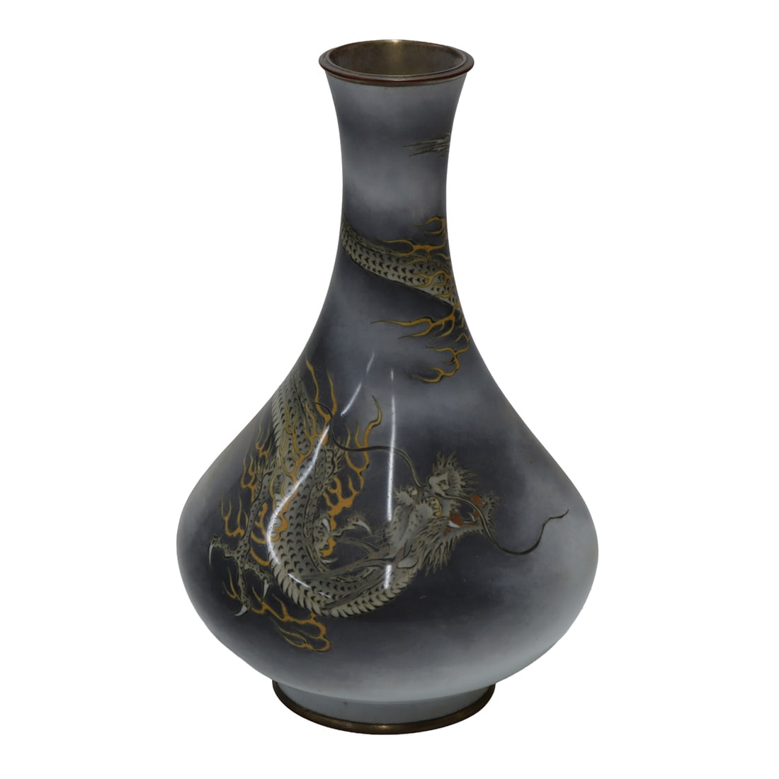 A Japanese cloisonne enamel 'dragon' vase: A Japanese cloisonne enamel 'dragon' vase. Attributed to Gondo Hirosuke, Meiji period, 12.375' high.