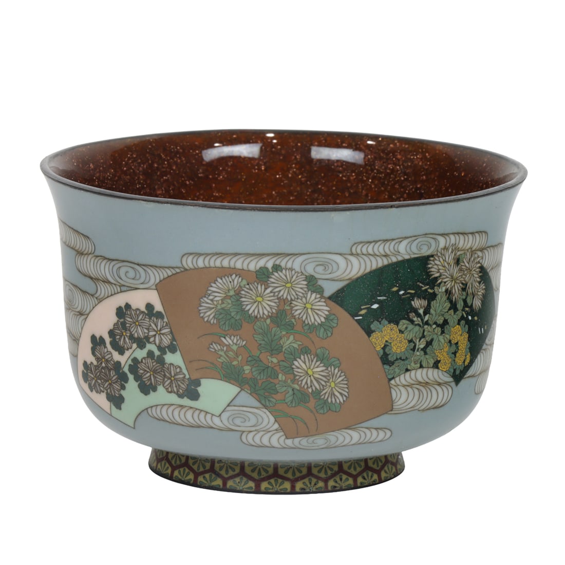 A Japanese cloisonne enamel bowl: A Japanese cloisonne enamel bowl. Featuring floral design, Meiji period, 5.375" across.
