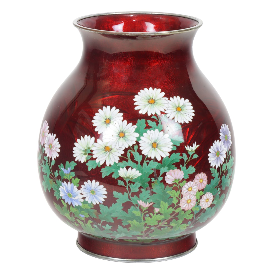 A Japanese cloisonne and ginbari enamel vase (1 of 5)