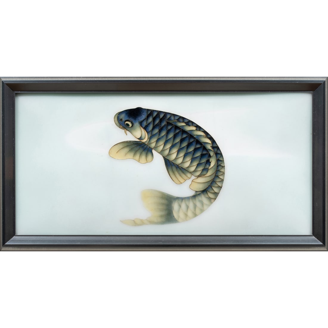 A Japanese cloisonne enamel 'carp' plaque (1 of 2)