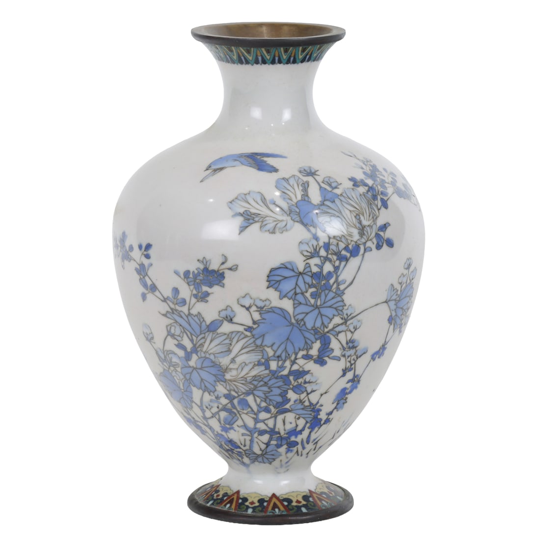 A Japanese cloisonne enamel 'bird and flower' vase (1 of 5)