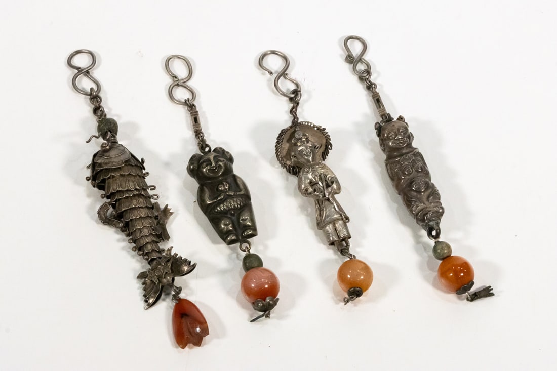 (lot of 4) Chinese silver figural pendants (1 of 3)