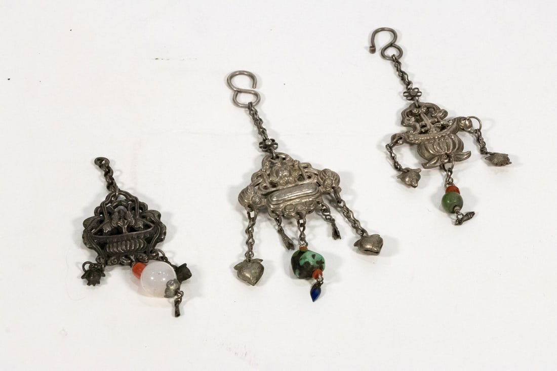 (lot of 3) Chinese silver basket form pendants (1 of 3)