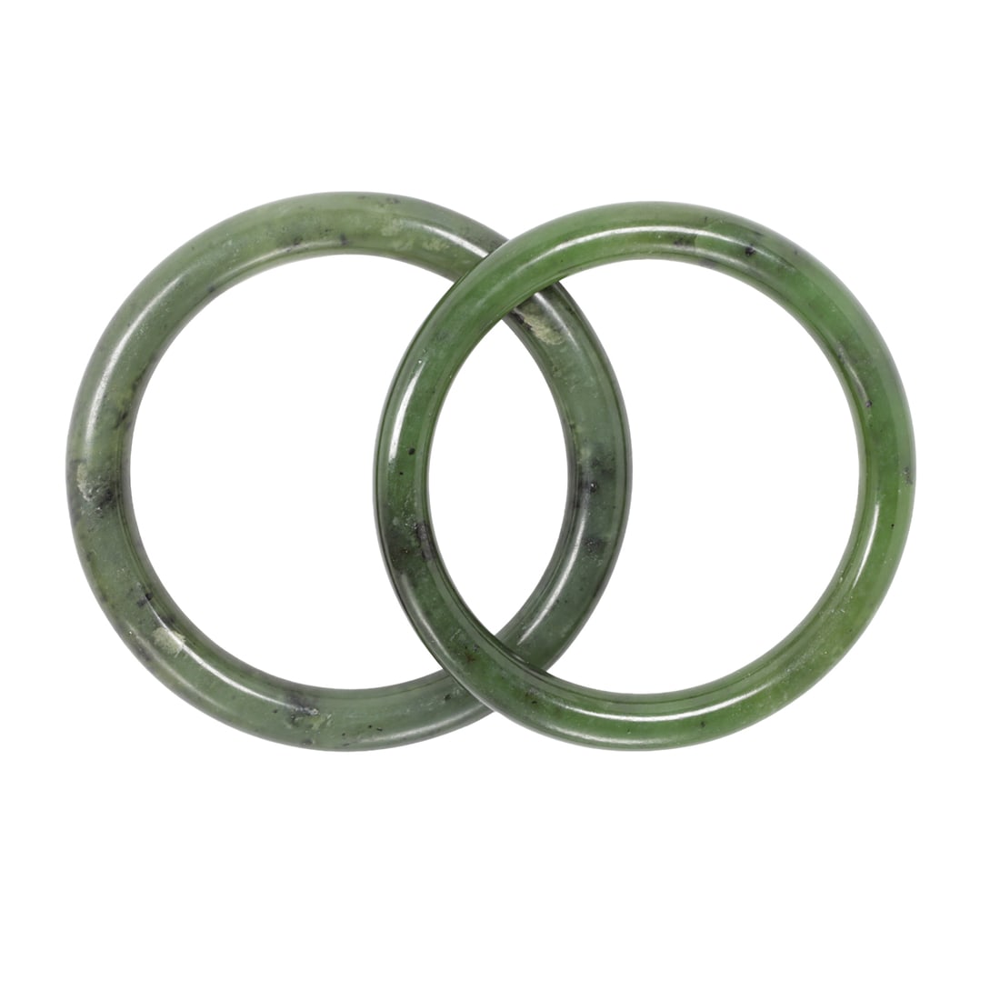 A pair of Chinese spinach jade bangle bracelets (1 of 2)