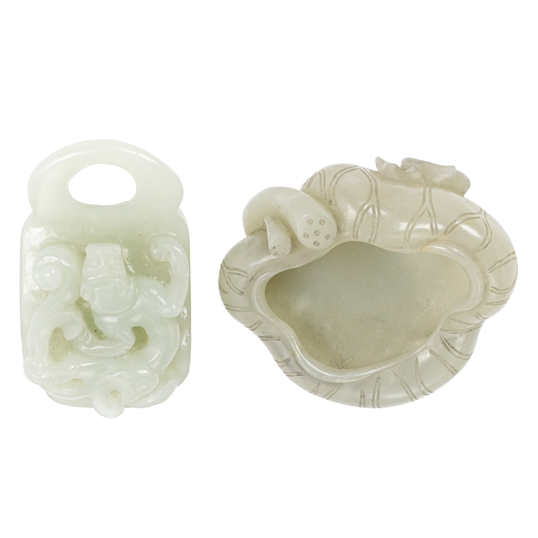 (lot of 2) Chinese celadon jade carvings (1 of 3)