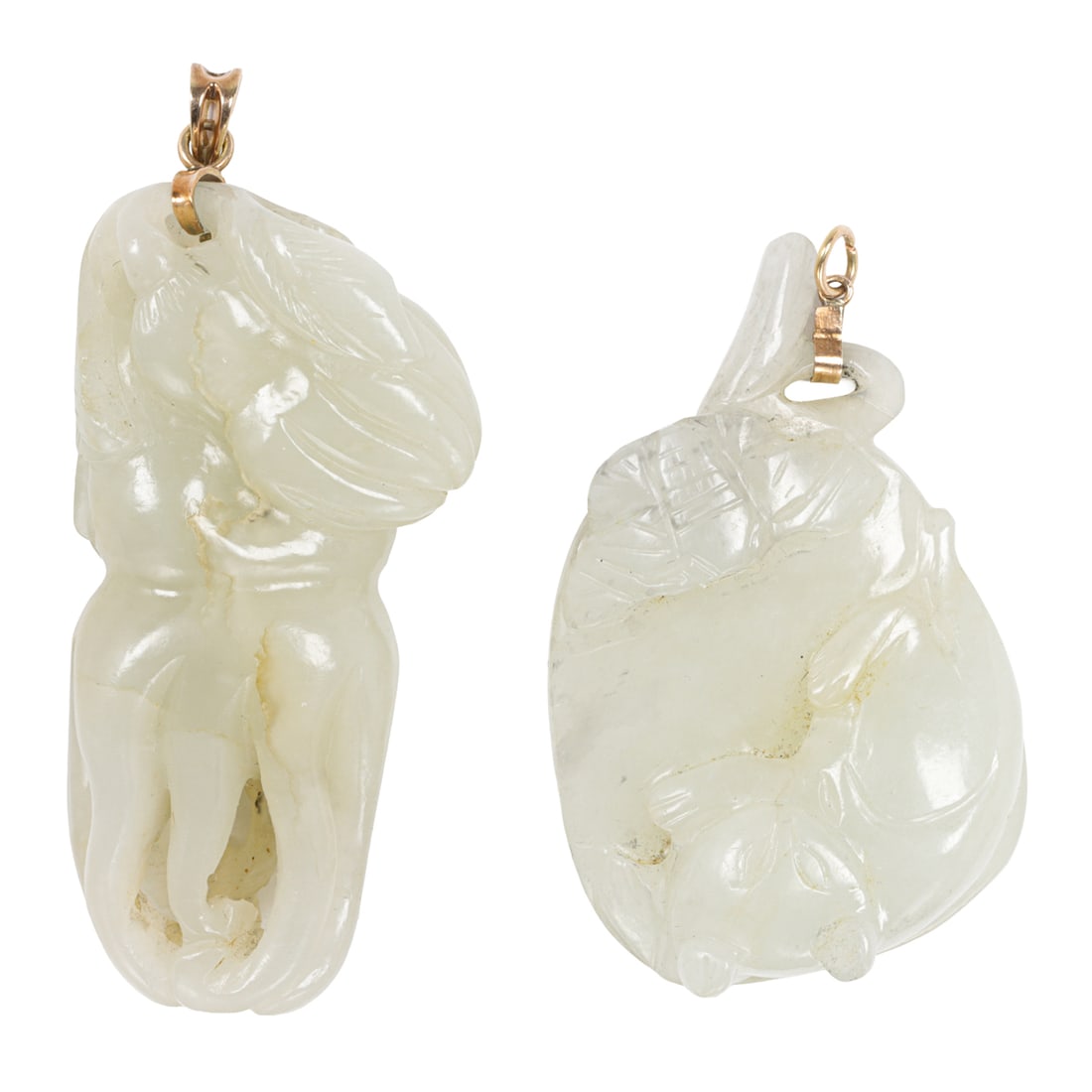 (lot of 2) Chinese white jade toggles (1 of 3)