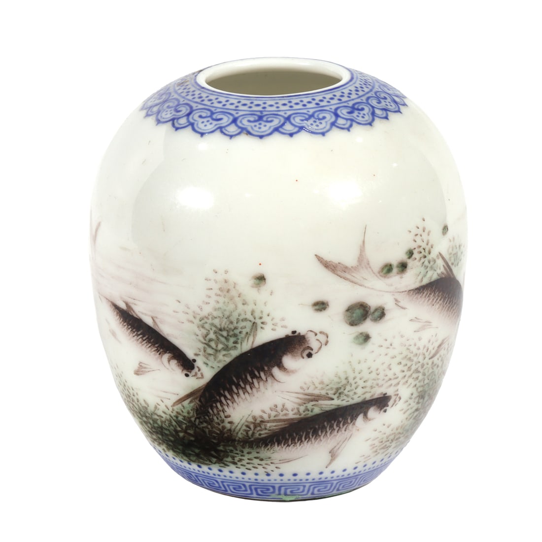 A Chinese enameled 'fish' globular water pot (1 of 2)