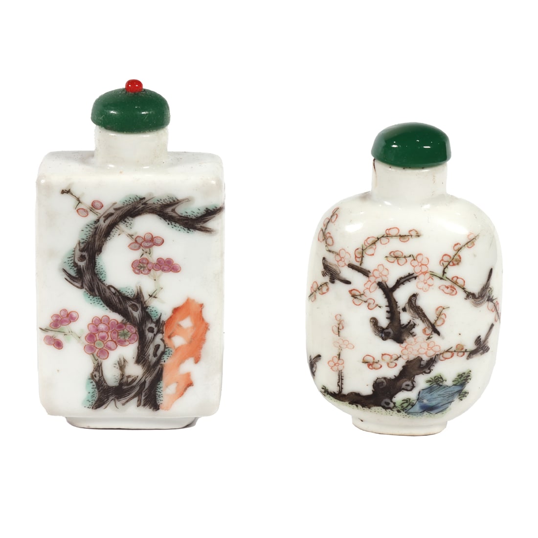 (lot of 2) Chinese famille rose 'prunus' snuff bottles (1 of 2)