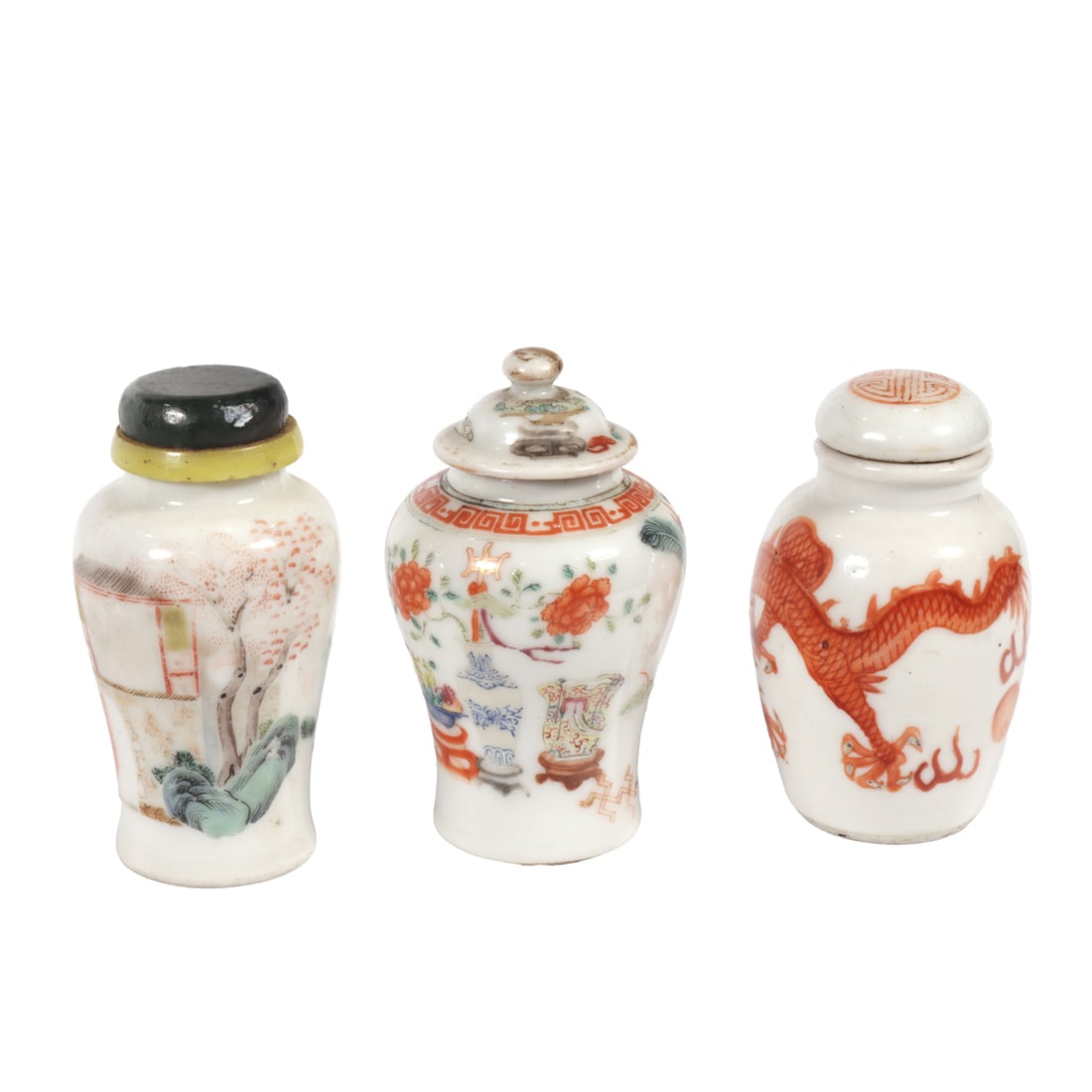 (lot of 3) Chinese iron-red decorated snuff bottles (1 of 3)