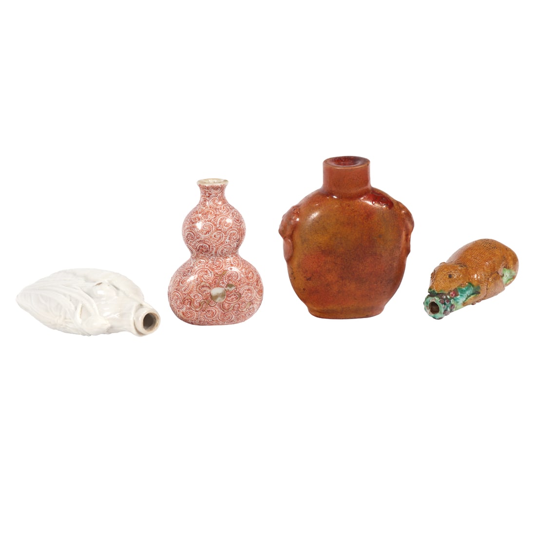 (lot of 4) Chinese enameled and glazed porcelain snuff bottles (1 of 2)