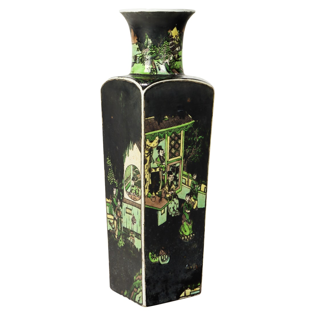 A Chinese famille noire square-form vase (1 of 5)