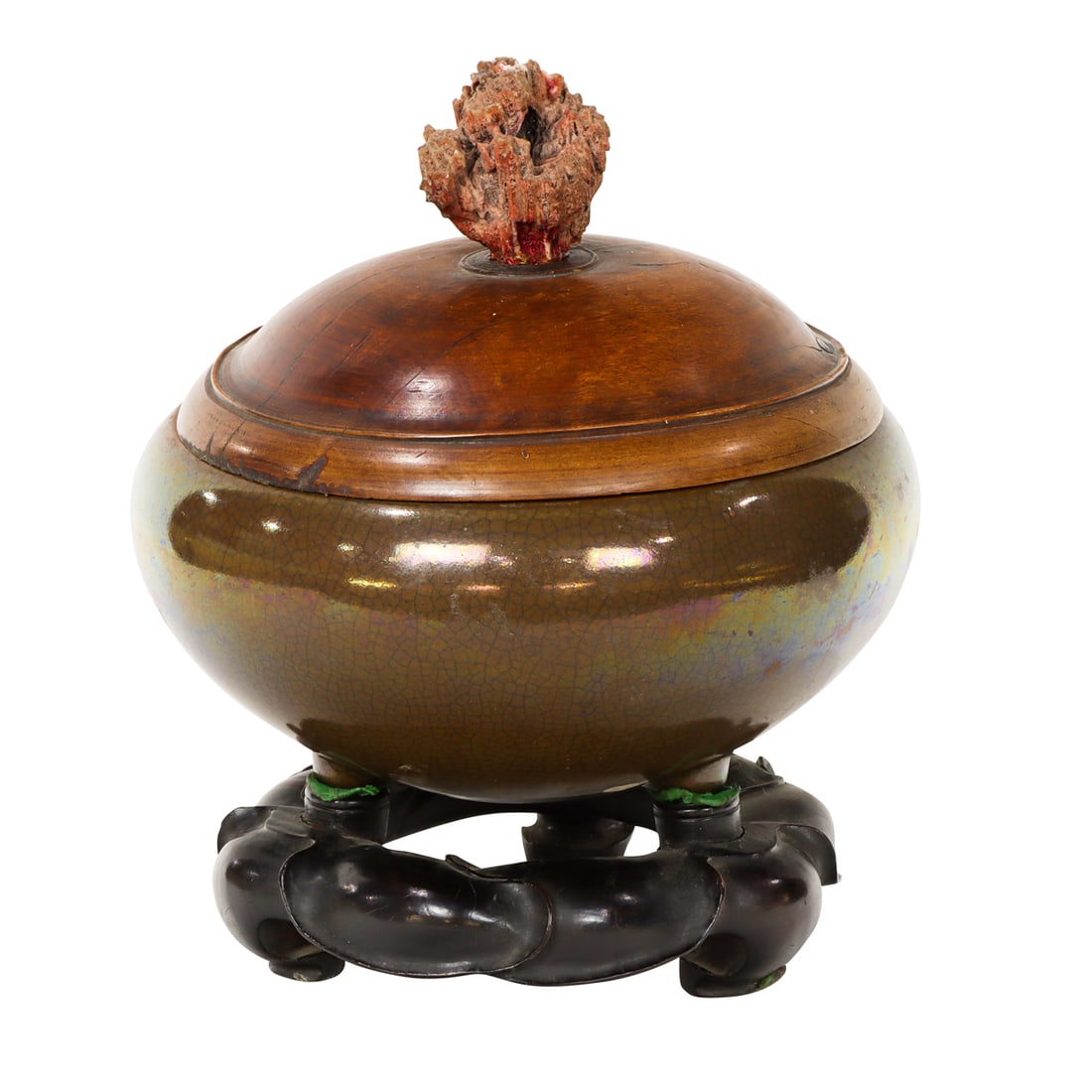 A Chinese crackle glazed tripod incense burner (1 of 6)