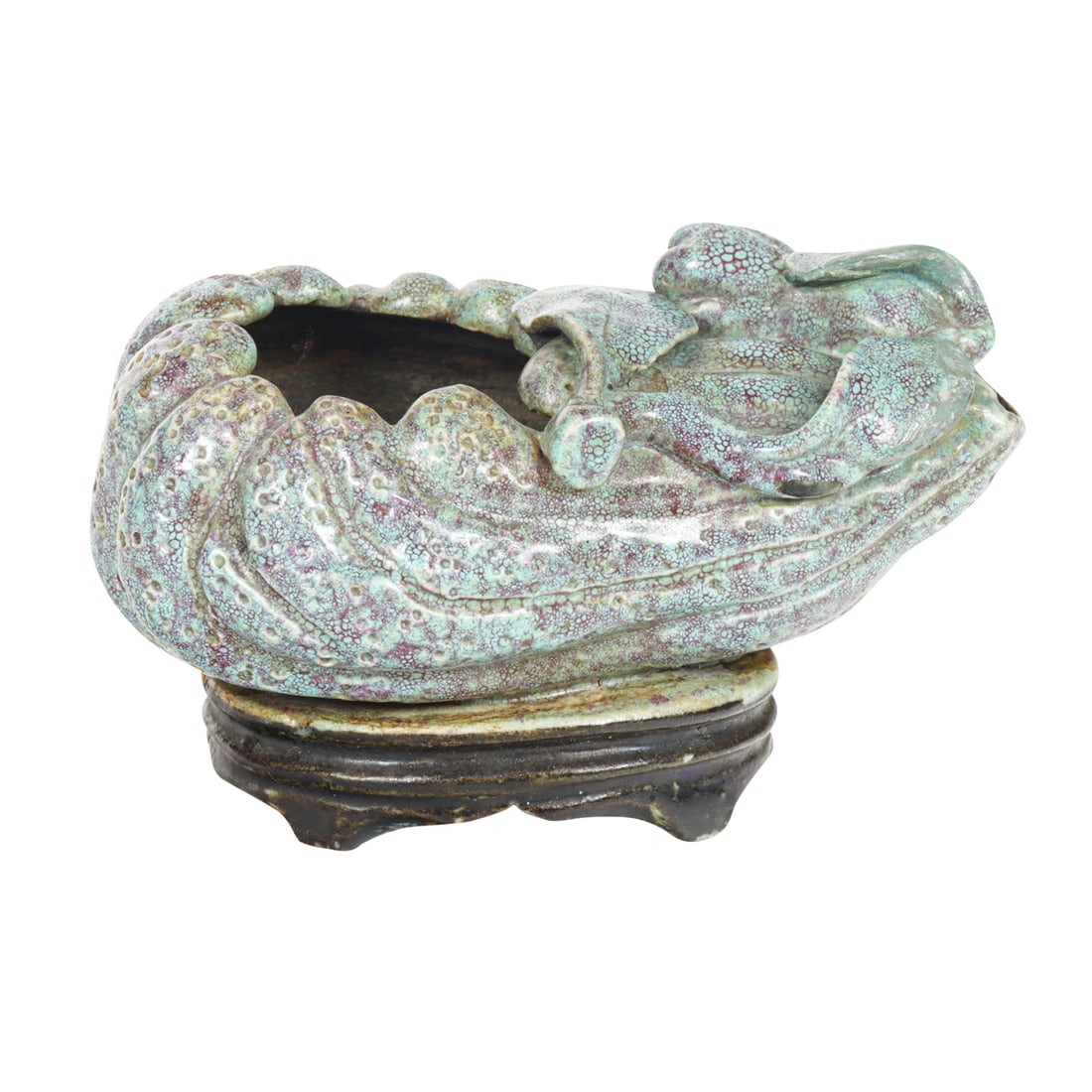 A Chinese robin's egg glazed finger citron form water dropper (1 of 4)