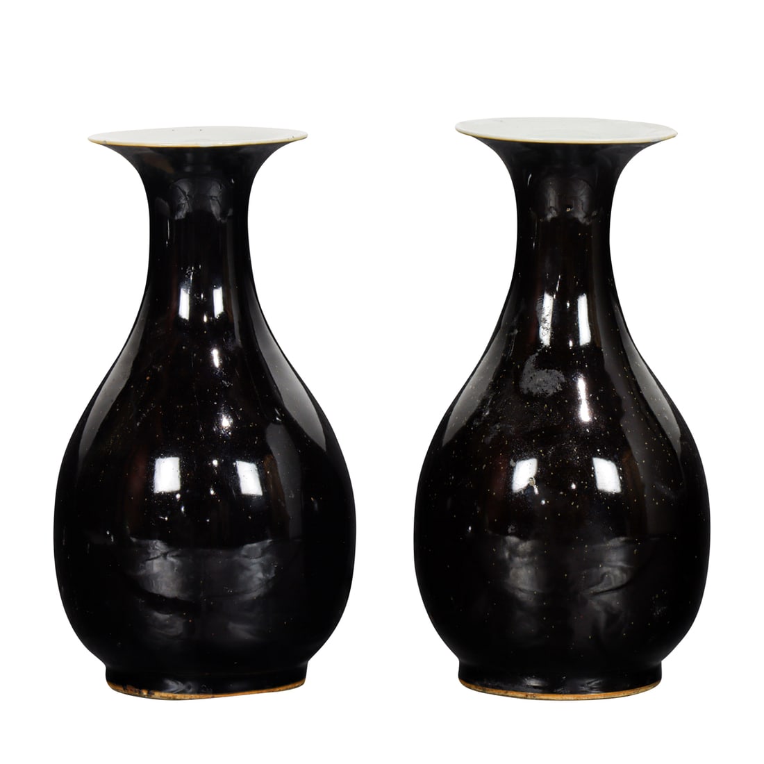A pair of Chinese mirror black glazed vases (1 of 5)