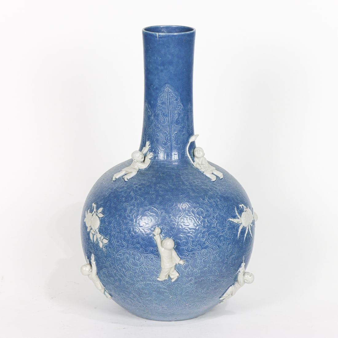 A Chinese blue-glazed relief-decorated vase (1 of 5)