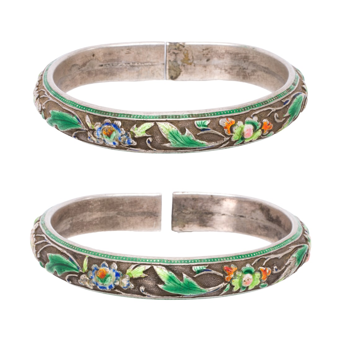 (lot of 2) Chinese enameled silver bracelets (1 of 2)