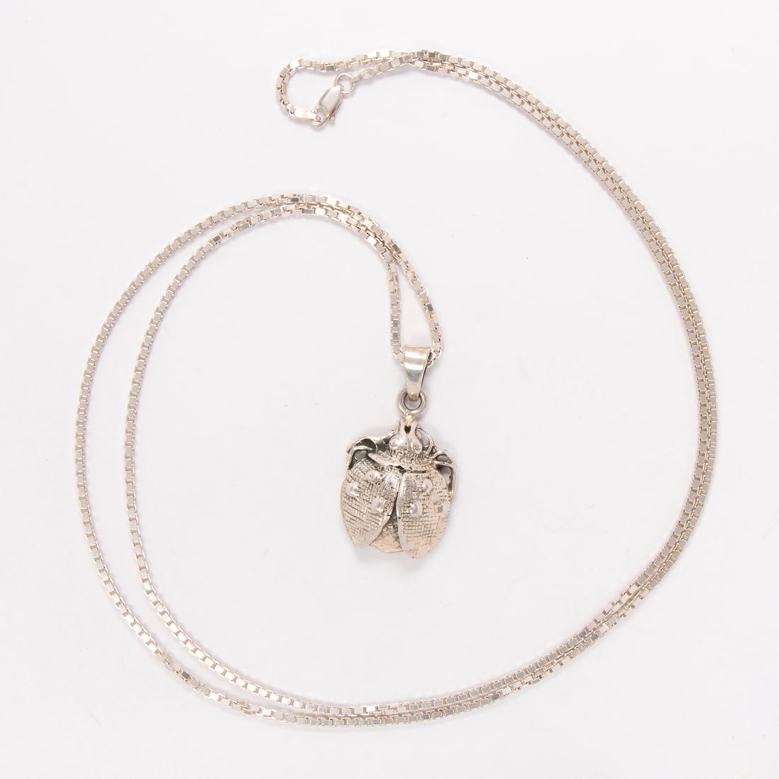 A silver ladybug pendant necklace (1 of 1)