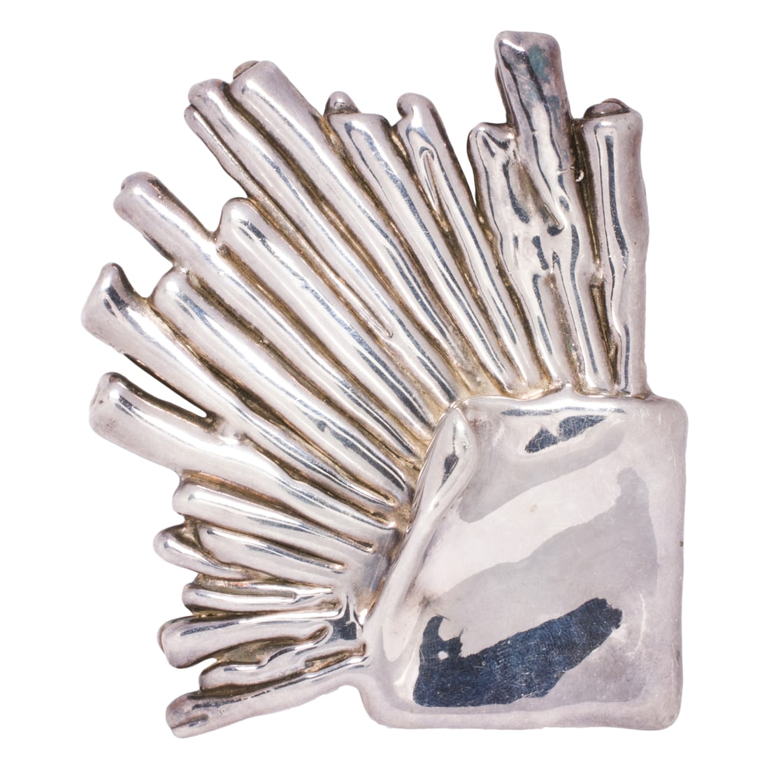 An electroplated silver brooch: An electroplated silver broochOf abstract modernist design; length: 3 3/4 in; 36.85 grams