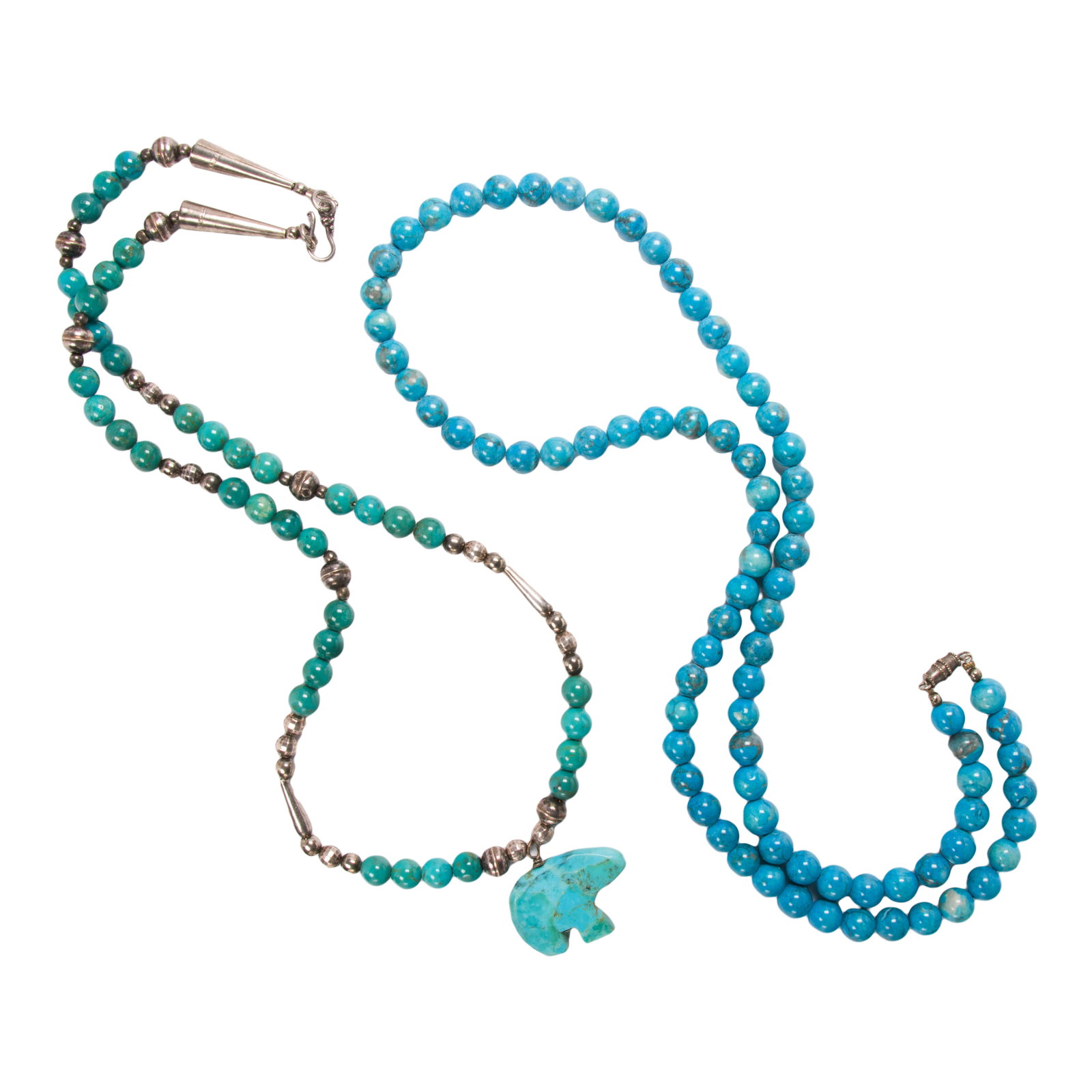 Two turquoise and silver beaded necklaces (1 of 1)