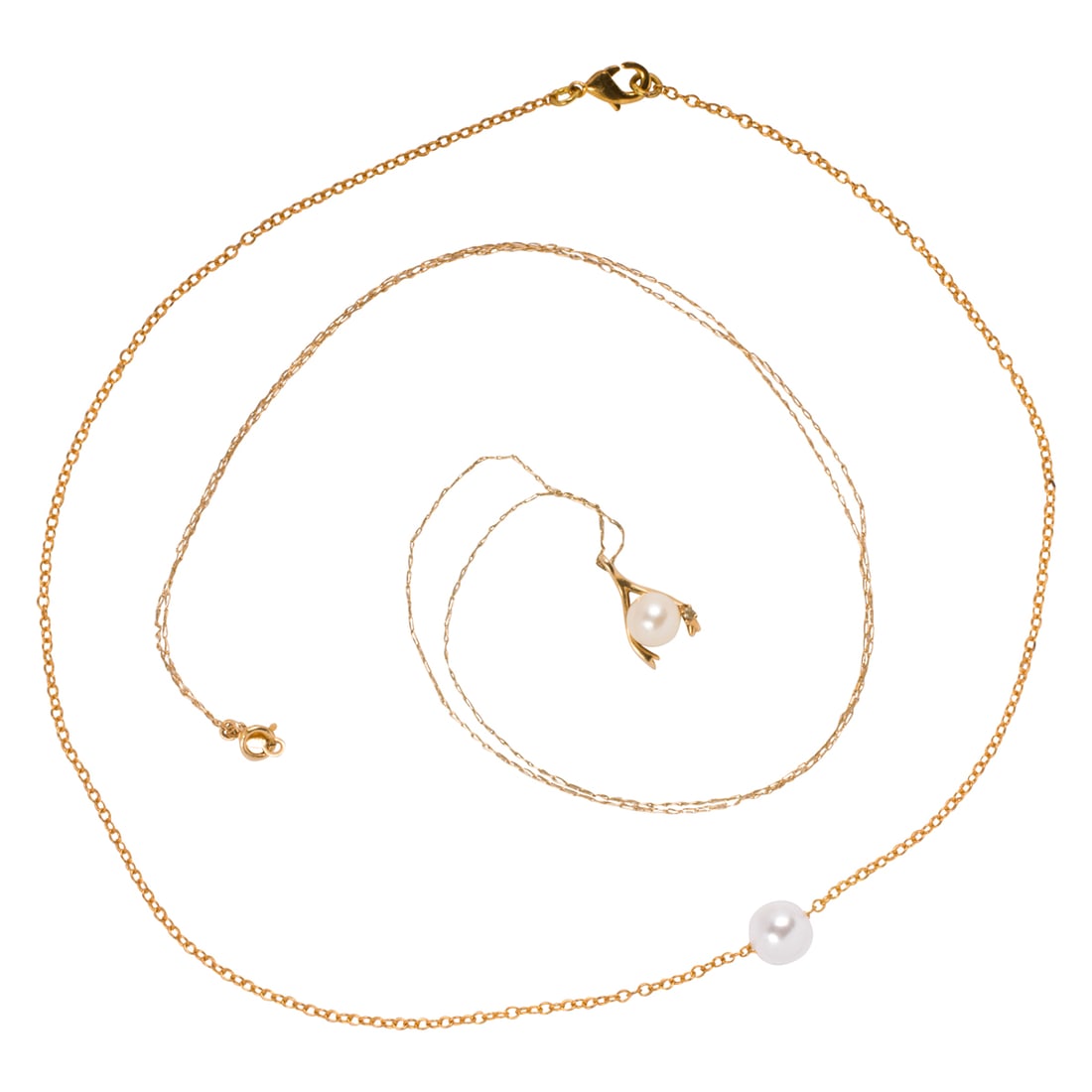A cultured pearl and 14k gold pendant necklace (1 of 2)