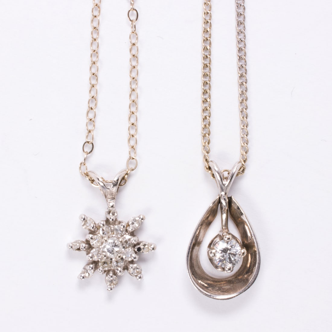 Two diamond and 14k white gold pendant necklaces (1 of 1)