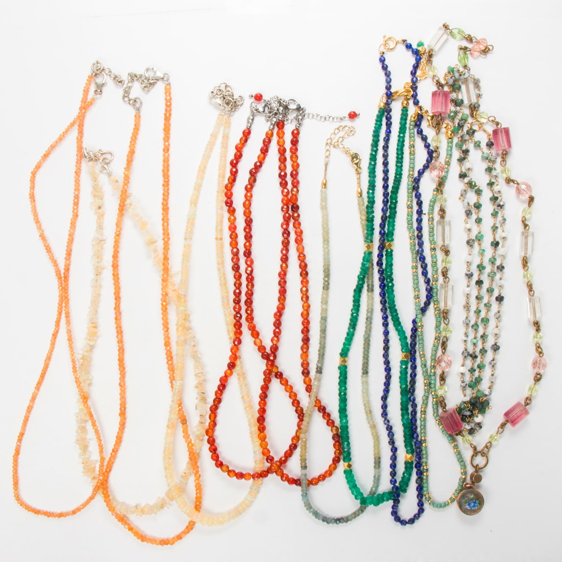Eleven hardstone beaded necklaces (1 of 1)