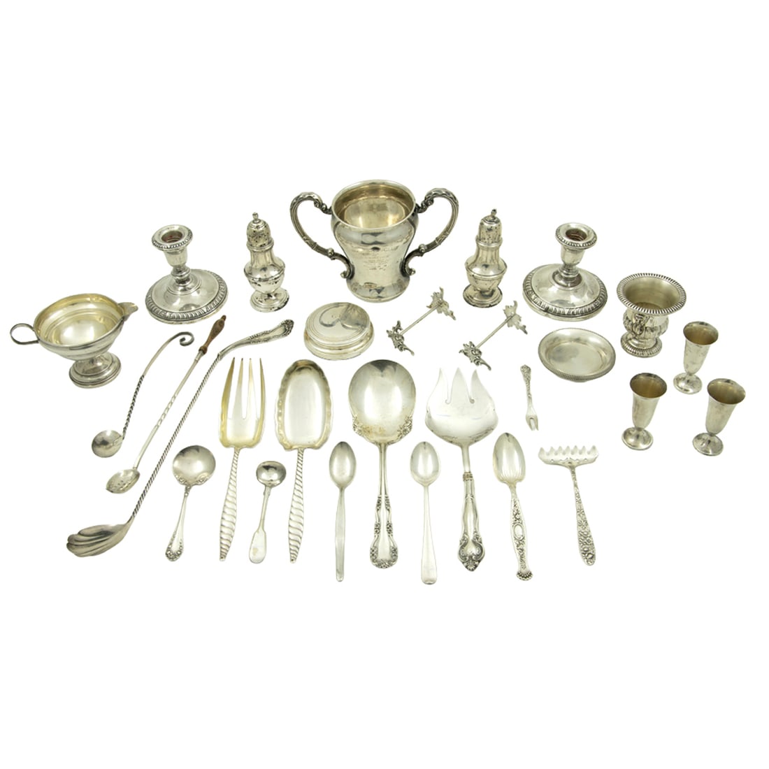 A collection of sterling and 800-silver table and desk articles including Tiffany (1 of 2)