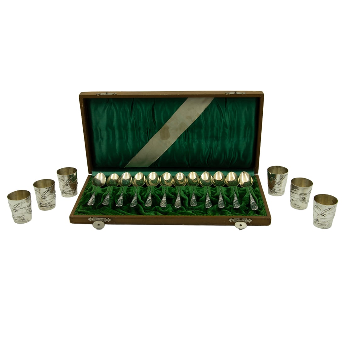 Twelve German 800-silver teaspoons with 800-silver cordials (1 of 2)