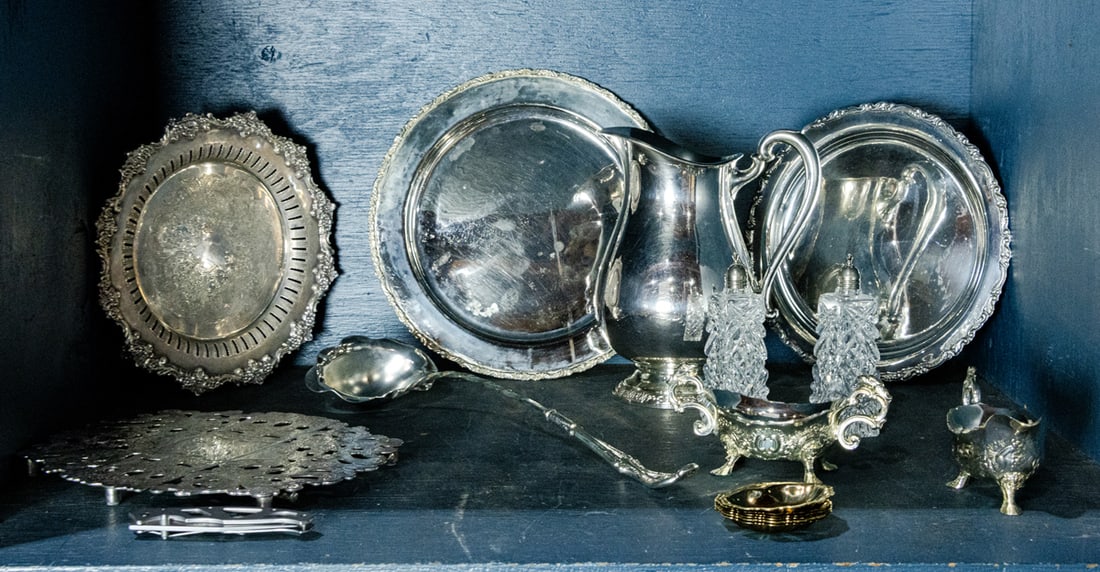 A group of silverplated table articles including trays and others (1 of 1)