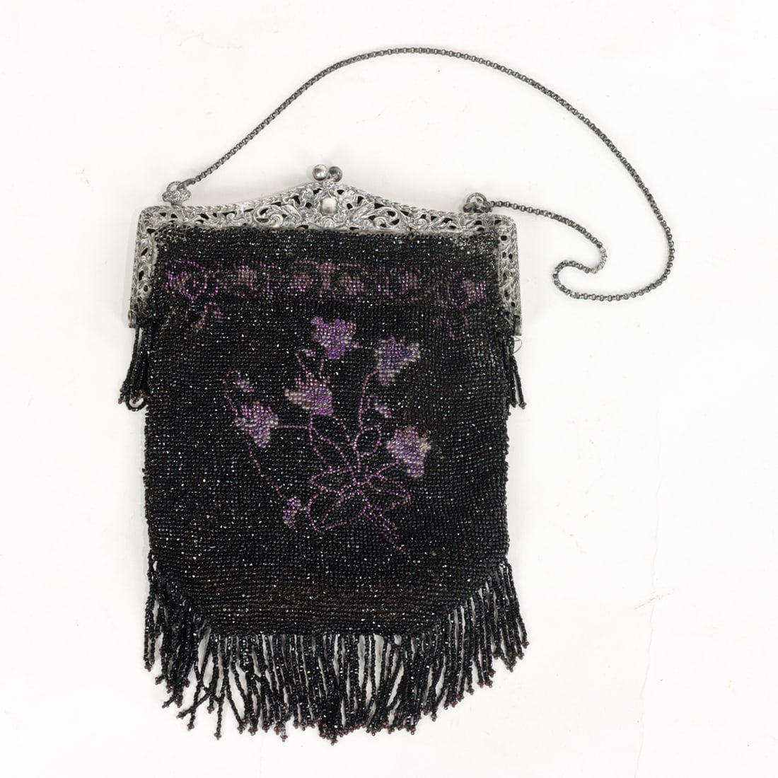 A German 800 standard silver mounted beaded handbag or purse (1 of 1)