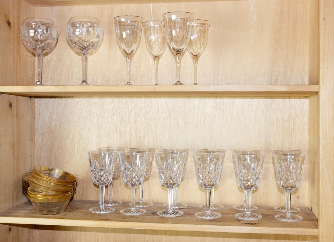 A set of twelve Waterford cut glass wine goblets in the Lismore pattern (1 of 1)