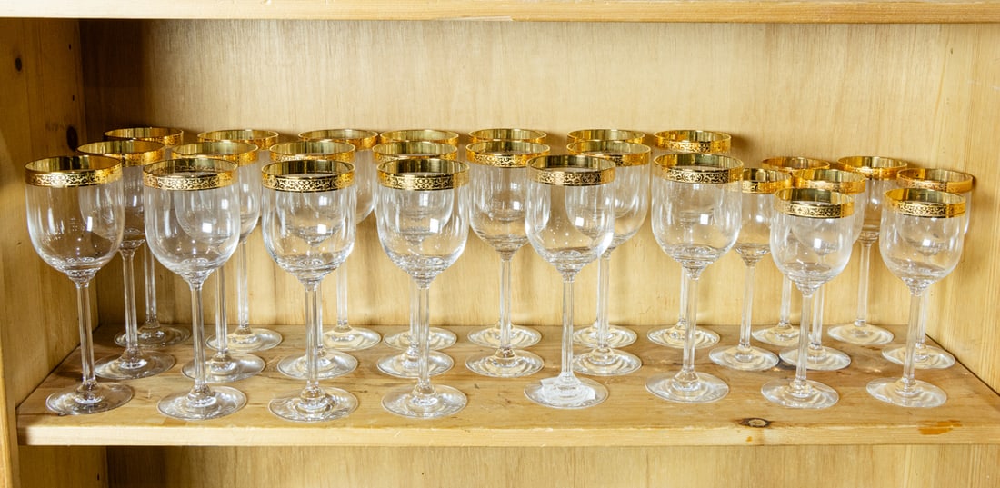 A suite of Lenox glass stemware in the Autumn Gold Band pattern (1 of 1)