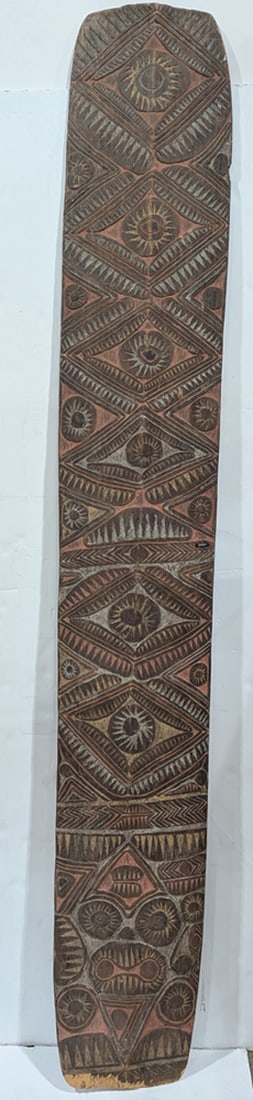 An Oceanic polychrome carved panel: An Oceanic polychrome carved panel, Papua New Guinea, approx 102"h x 15"w
