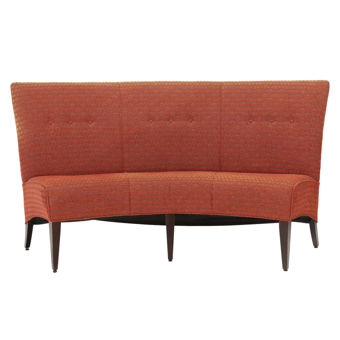 A contemporary upholstered crescent shaped bench (1 of 5)