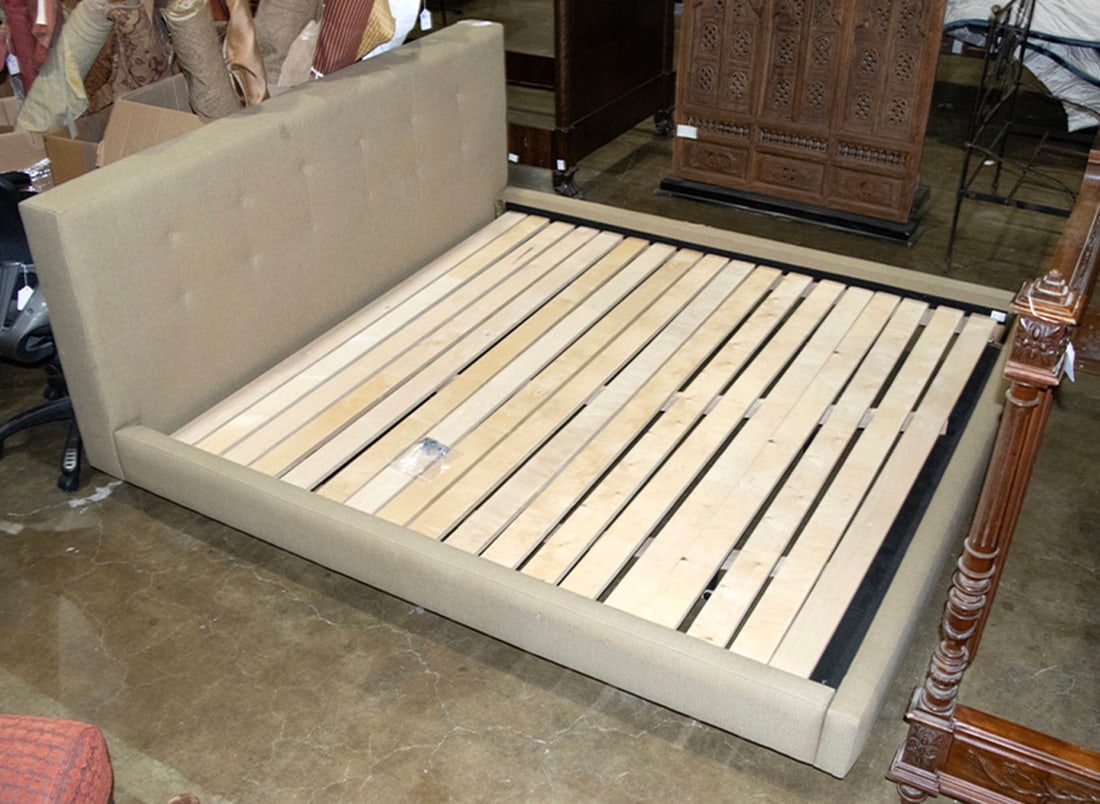 A contemporary upholstered king size bed frame (1 of 1)